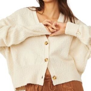 Free People Ivory Found Friend Cardi